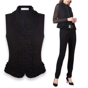 Anne Fontaine Arley black ruffled collar vest